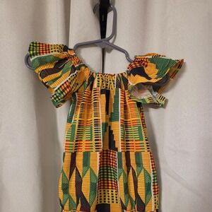 Colorful African Geometric Print Baby Girl Bodysuit
